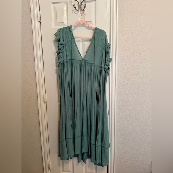 Free People Sea Green Maxi Dress with Black Floral Embroidery - Picture 5 of 8